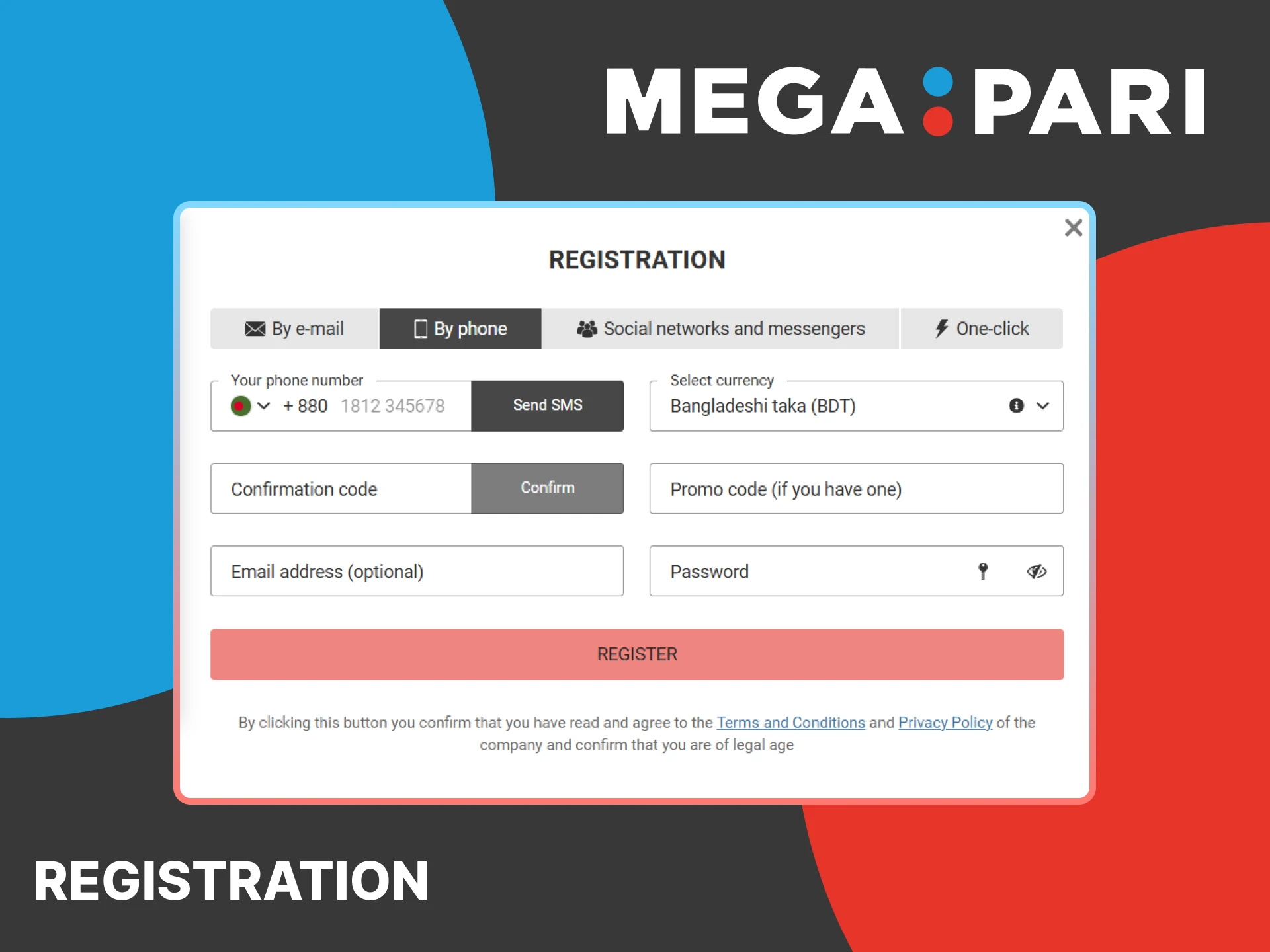 Choose a convenient method and create a MegaPari account.