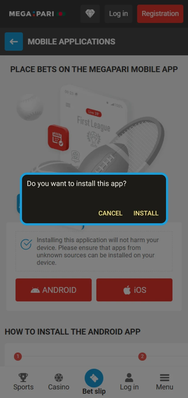 Install the downloaded MegaPari apk file.