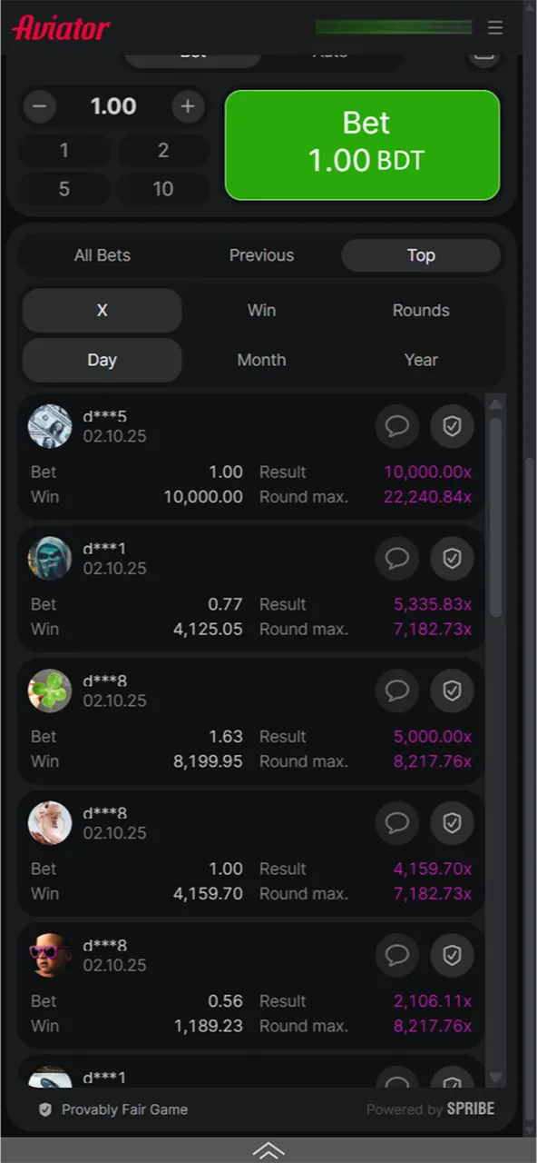 You can study top wins for the Megapari Aviator game.
